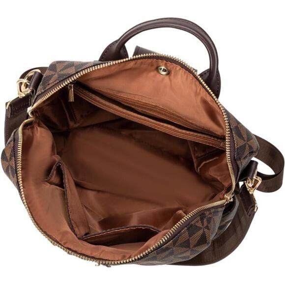 Fashion Backpack Brown Convertible Travel Vegan Leather Shoulder Bag with Wallet main image 8